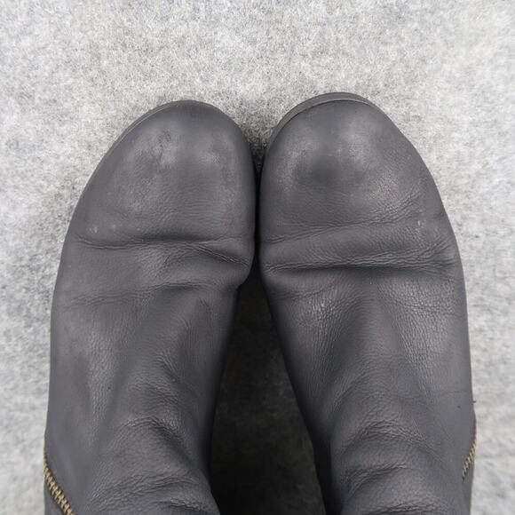 BP Shoes Womens 8.5 Booties Leather Block Heel Side Zip Black Round Toe Fashion - Picture 9 of 14